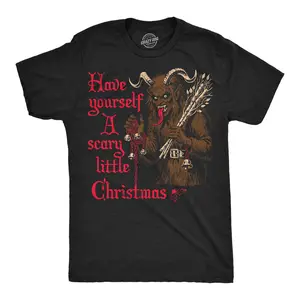 Mens Funny T Shirts Have Yourself A Scary Little Christmas Sarcastic Krampus Graphic Novelty Tee For Men Mens Funny T Shirts Cool Vintage Fashion T-Shirt Gift Classic Menswear Christmas Apparel for Men Novelty Black -