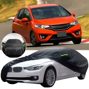For Honda Fit Full Car Cover with Bag Set, Waterproof Breathable 190T Polyester All Weather Snow Dust Sun UV Protection Anti-scratch Car Exterior Cover Accessory For Indoor Outdoor