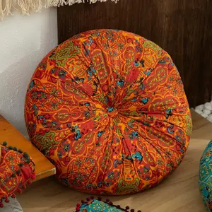 Lazy Man Pumpkin Square Tatami Cushion, Thickened Round Chair Cushion, Soft and Breathable Fabric Sofa Cushion for Home Use, Suitable for Living Room and Bedroom
