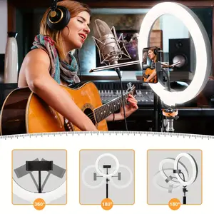 UEGOGO 12" Ring Light with Stand and Phone Holder, 43" Tripod for iPhone, Professional LED Ringlight for Video Recording, Black small business necessities Selfie Cellphone Vlogging Photography