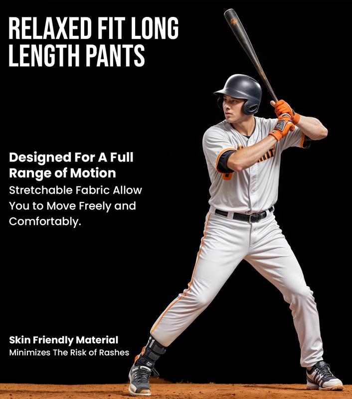 Exxact Sports Proline Full Length Baseball Pants Youth & Adult with Stripes, Relaxed Fit Open Bottom Men/Boys Baseball Pants (Grey/Navy)