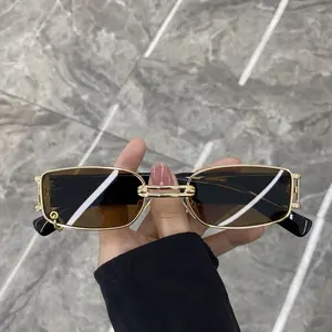 Vintage narrow rectangular sunglasses | Metal frame square sunglasses