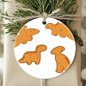 Christmas Ornaments Chicken Big Mac Dino Nuggets New Year Gift For Friends Birthday Circle Decor X-Mas Holiday Acrylic Tree