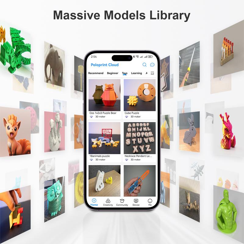 Mini 3D Printer for Kids and Beginners,Huge Toy Library,Tina2S 3D Printer with WiFi Cloud Printing, Fully Assembled and High Precision Printer with Smart Control and Heated Spring Steel Build Plate ,Wireless,Children's creative toys DIY