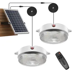 Solar Ceiling Light Motion Sensor 2 Pack, 5 Modes 3200K/4000K/6000K Dimmable Daytime  Solar Shed Lights with ON Off  & Remote Solar Lights Indoor/Outdoor for  Barn Shop