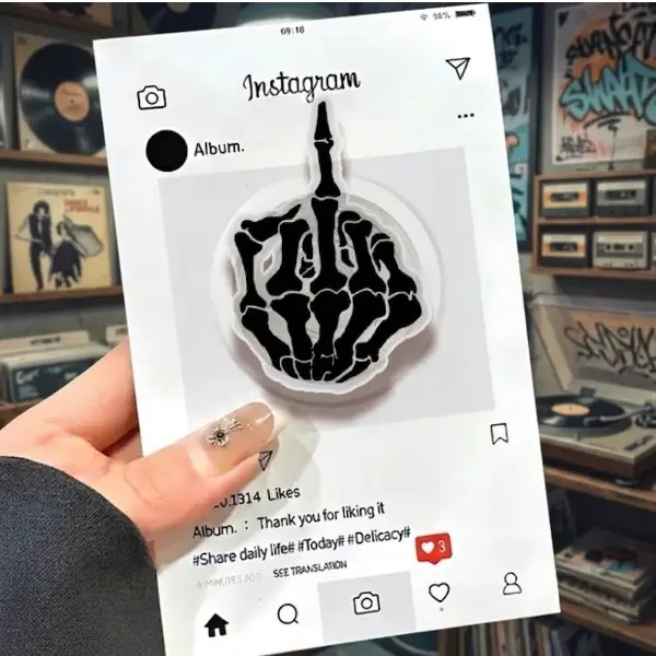 Skeleton Middle Finger MagSafe Phone Grip, Gothic Skull Phone Holder Stand, Funny Halloween Kindle Grip, Dark Aesthetic Gift