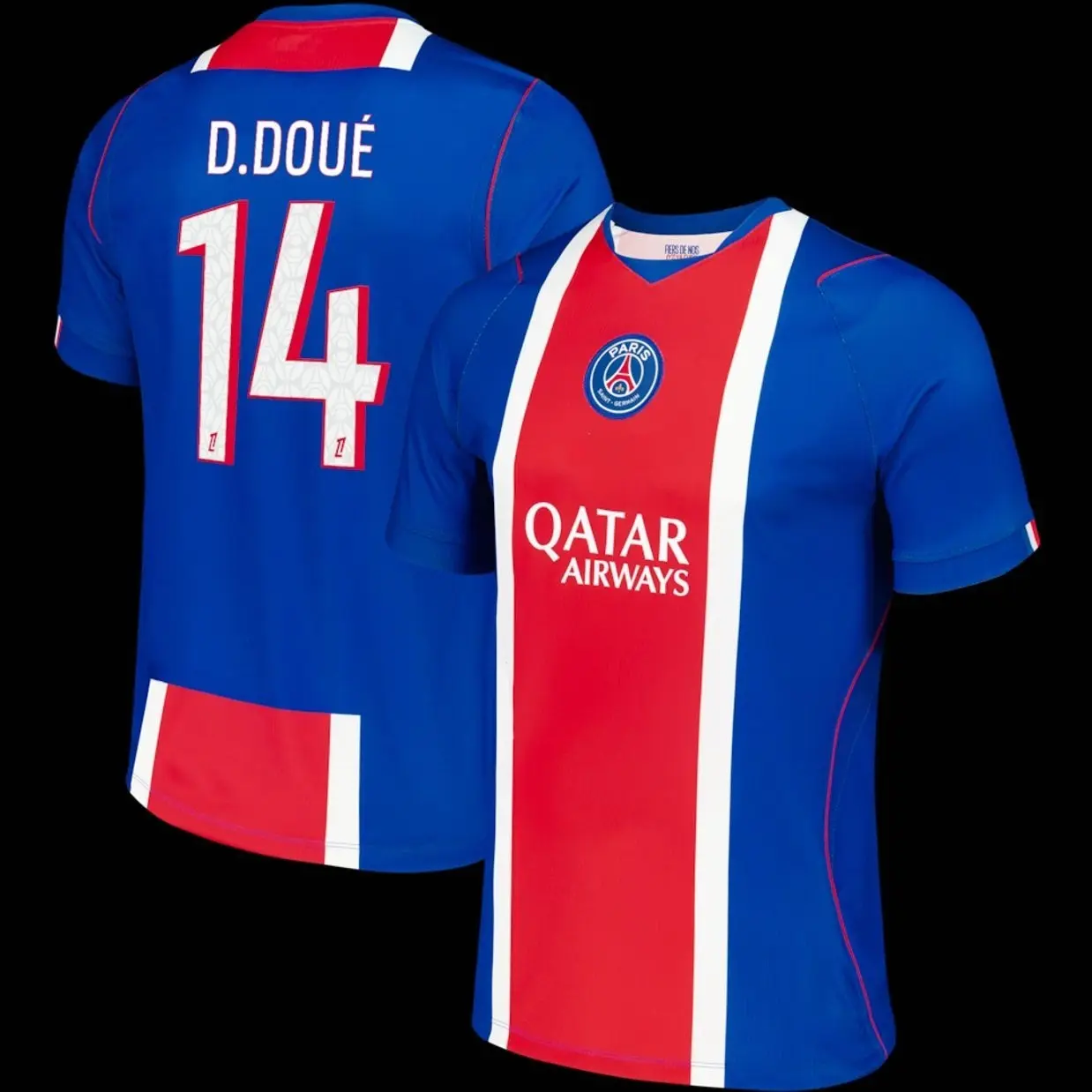 Unisex Soccer Jersey Personalized Doué 14 Football Shirt 2026/27 Home Stadium Replica Jersey - Blue
