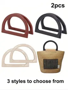 2pcs D Shape Purse Handles，Replaceable Bag Handles，Handbag Replacement Handles，Diy Bag Handles，Handmade Bag Accessories，Very Sturdy And Durable, Easy To Install，Perfect Replacement Handbag Handle Accessory For Crafting Crochet Bag, Knit Bags, And More