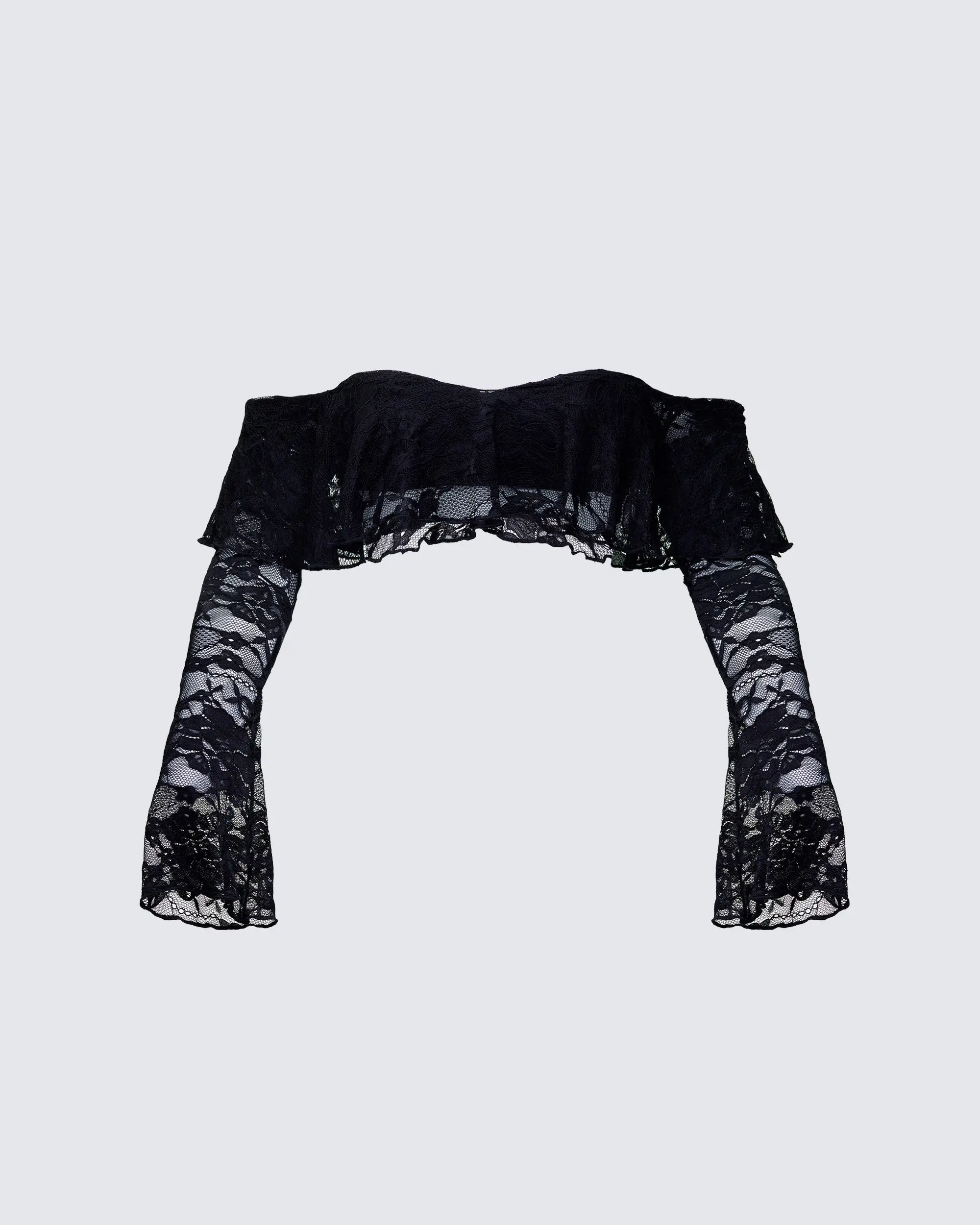 Rina Black Lace Ruffle Bandeau Top