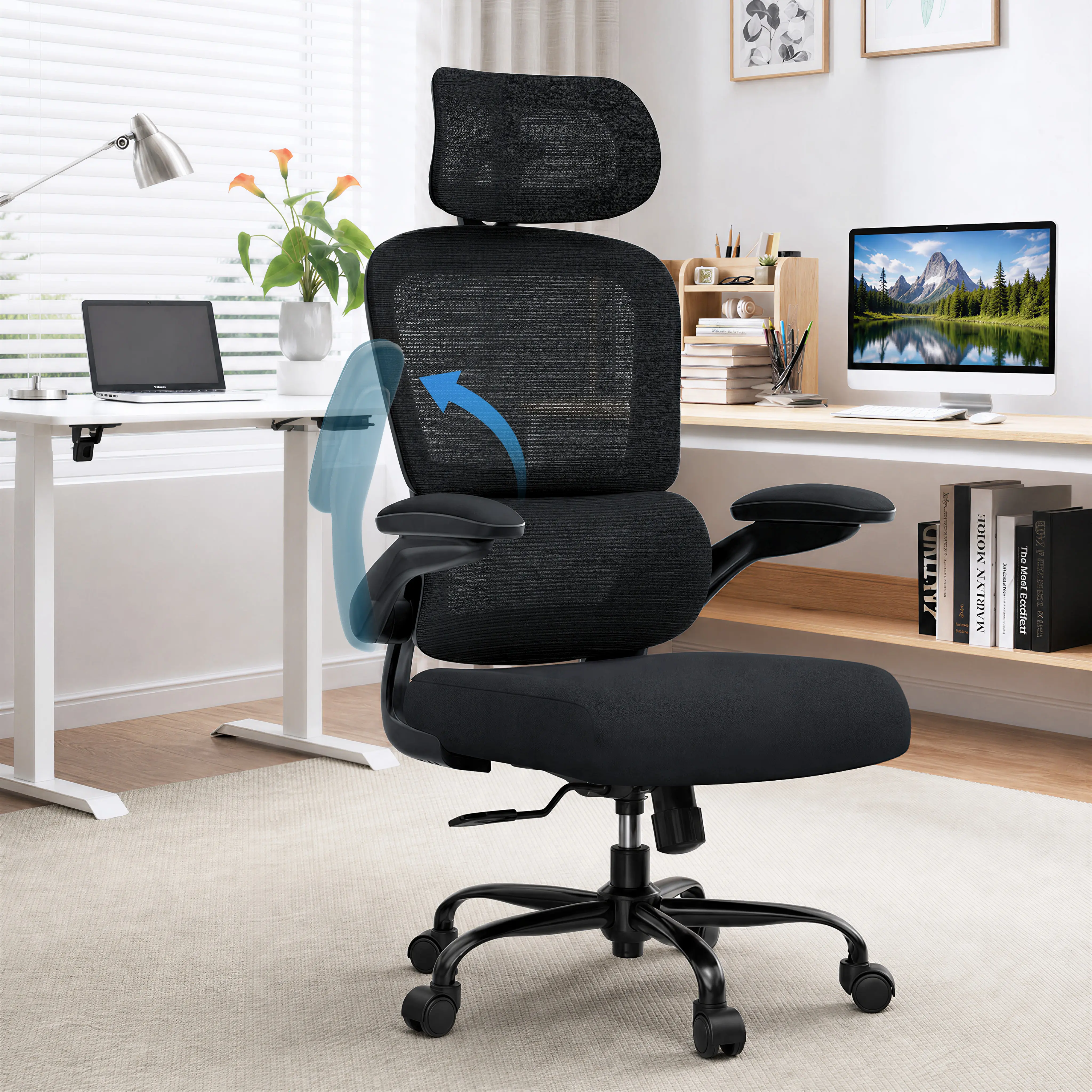 TRALT Office Chair - 330 LBS Home Mesh Office Desk Chair with Wheels, Comfortable Gaming Chairs (Black)