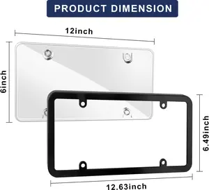2-Pack Black Aluminum Universal License Plate Frame & Cover Combo, Low-Profile Edge Shield, Durable Flat Car Tag Protector, Weather-Resistant, Rust-Proof, Tool-Free Easy Install for Cars & Trucks, Truck