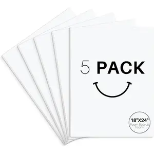 Acid Free 5 Pack 18x24 White Foam Boards Foam Core Poster Board, 1/8'' Thick Polystyrene Foam Sheet for Projects, Mounting, Crafts, Art and Presentations