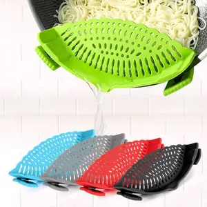 Clip on Strainer for Pots Pan Pasta, Silicone Food Strainer Hands-Free Pan Strainer, Clip-on Kitchen Food Strainer for Spaghetti, Pasta, Ground Beef Fits All Bowls and Pots