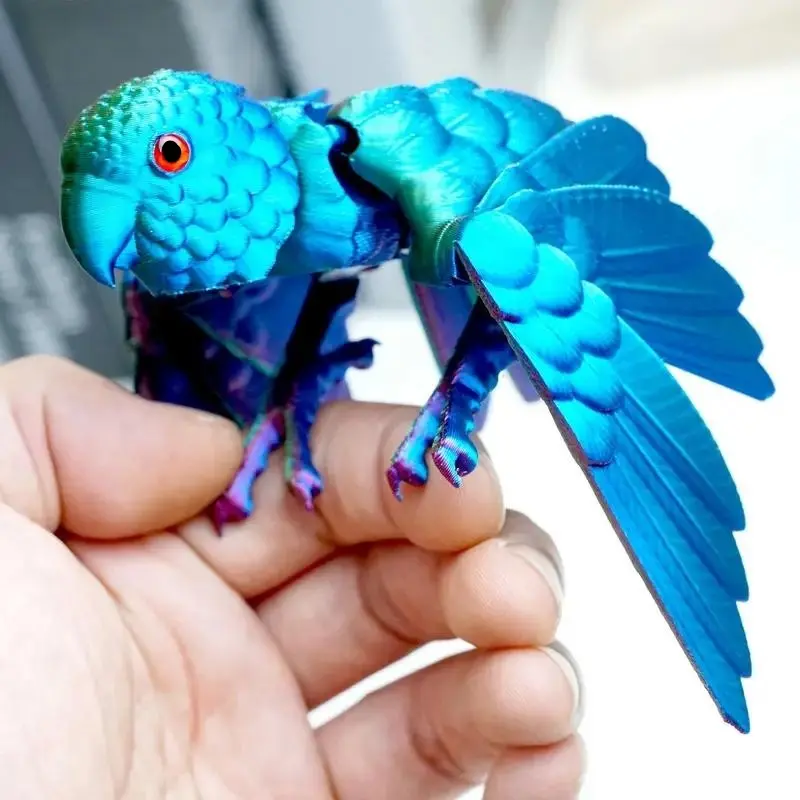 3D Printed Parrot Toy, Creative Design Ornament, Flexible Joint Design Parrot Toy, Home Decor, Decorative Piece, Decorative Fidget Figurine, Articulating Animal Figurines, Collectible Figure Decor
