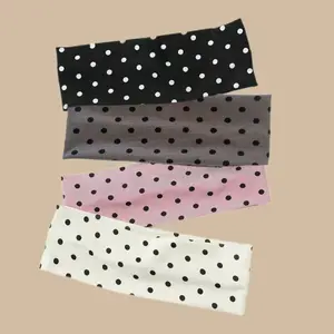 Polka Dot Headband Set for Women – Wide Stretchy Non-Slip Fabric Hair Bands, Trendy Aesthetic Headbands