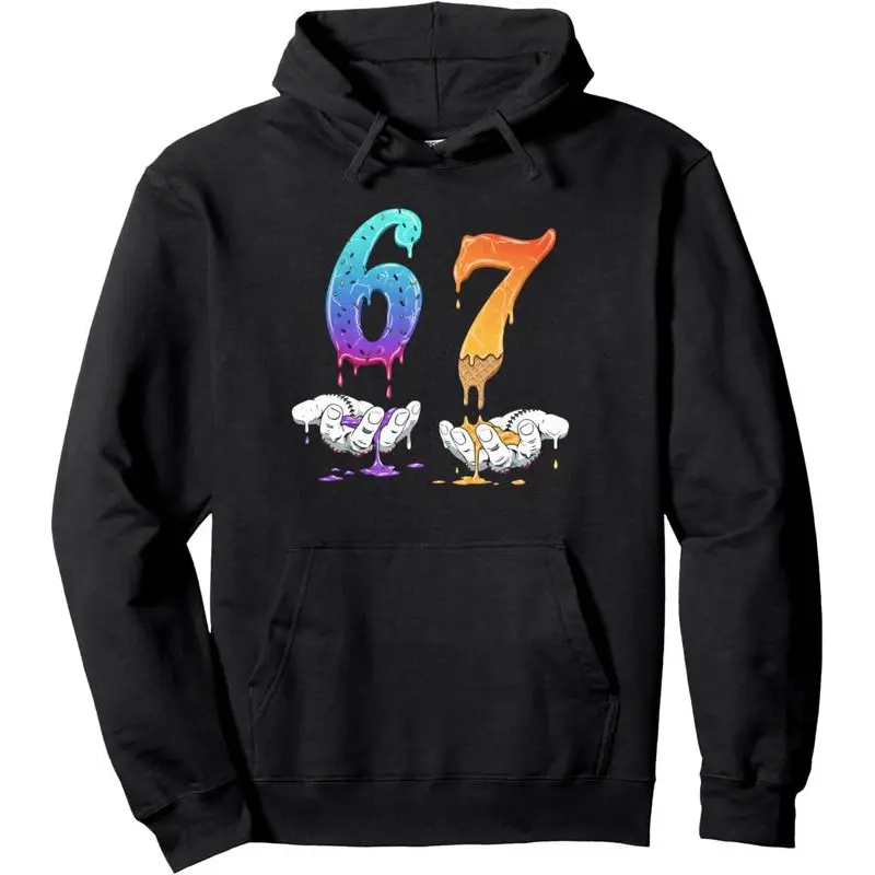 67 Meme Graphic Pullover Hoodie, Funny Six Seven Design Cotton Streetwear Sweatshirt, Soft Casual Hoodie for Daily Wear, Viral Meme Outfits, Social Content and Gifting