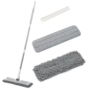 True & Tidy Sweep 180 Cleaning Lightweight, includes Microfiber Mop Pads, for Cleaning Pet Hair Aluminium mop