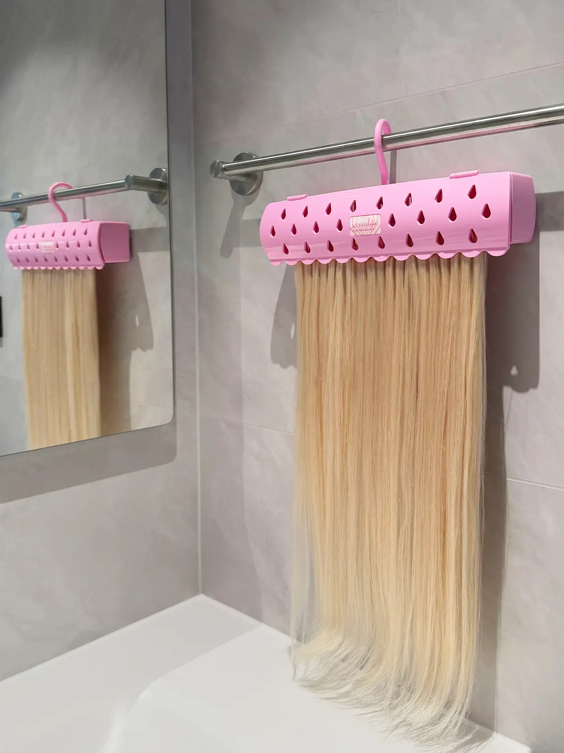 WENNALIFE Hair Extension Holder, Hair Extension Storage for Clip in Hair Extensions Tape ins Tips Braiding Hair Rack for Styling, Washing, Traveling, Storing Hair #Pink ABS Material Sturdy Organizer #TikTokShopSummerSale