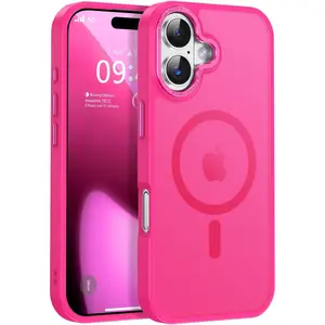 Magnetic for iPhone 17 Case [Compatible with Magsafe] [Military Grade Drop Protection] Translucent Matte Anti-Scratch Shockproof Protective Phone Cover 6.3 Inch, Hot Pink