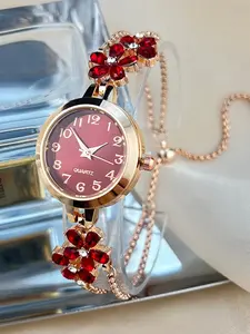 Live burst new diamond set flowers color diamond simple fashion pull bracelet watch women's watch Quartz wristwatches