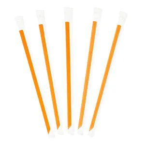 Individually Wrapped Orange Plastic Straws (9" Length/6mm Diameter) - 2500 Pieces