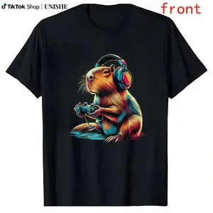 Humorous Capybara T-Shirt for Gamers – Casual Graphic Tee with Animal Theme, Made in USA