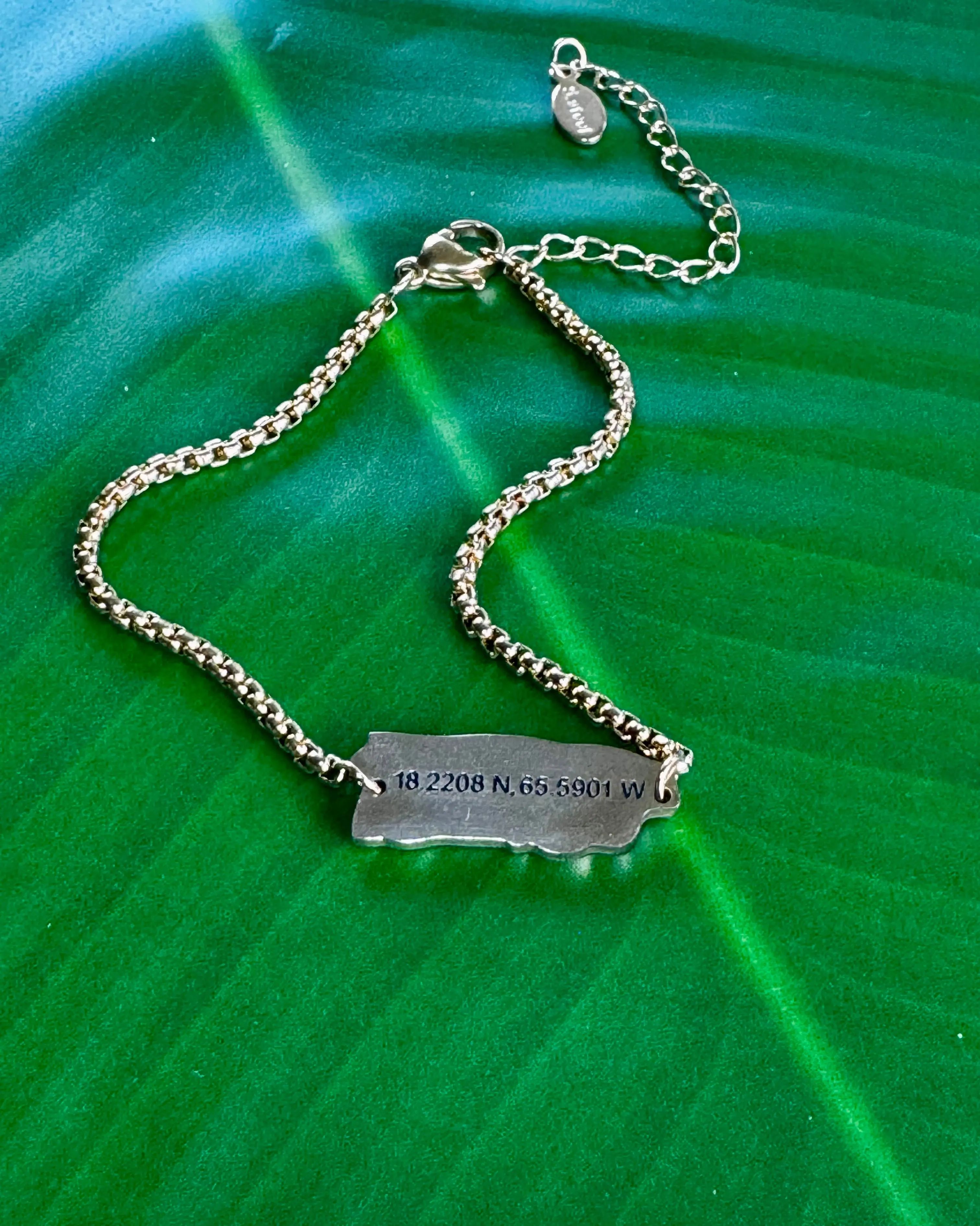 Puerto Rico Coordinates Stainless Steel Bracelet