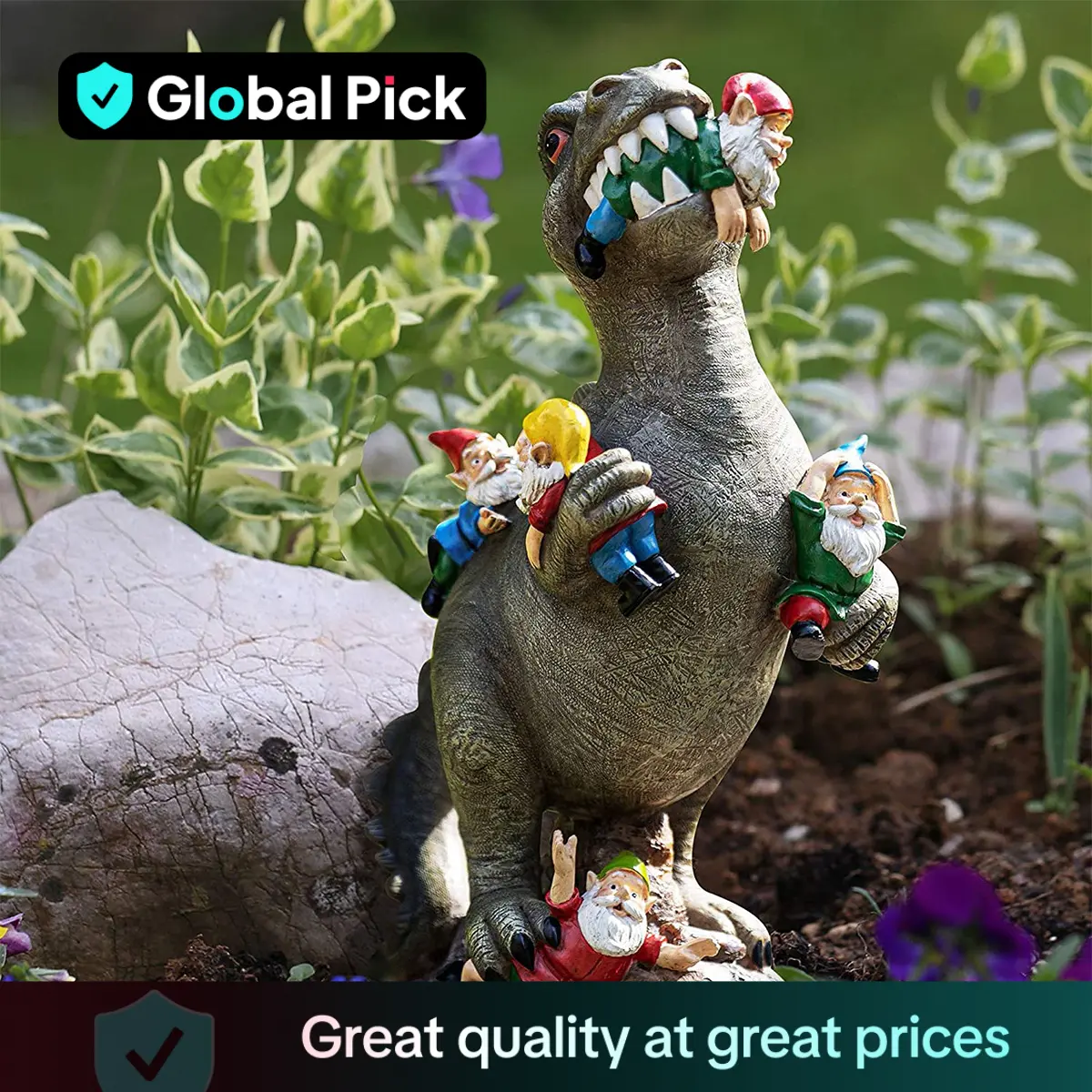 Dinosaur Design Garden Ornament, Creative Cute Gnome & Dinosaur Design Garden Decorations, Resin Craft for Home Garden Decor