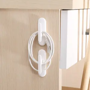 2 Pack Cable Management Hooks Wall Mounted Cord Organizer for Home Office Data Cable Wire Hider Entryway Decorative Cable Clips Desk Organizer Hanging Hooks for Charger Headphone Wire