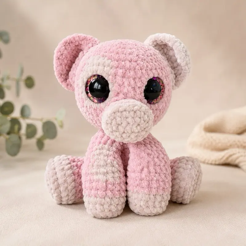 Crochet Pig Stuffed Animal, Handmade Soft Plush Toy for Kids