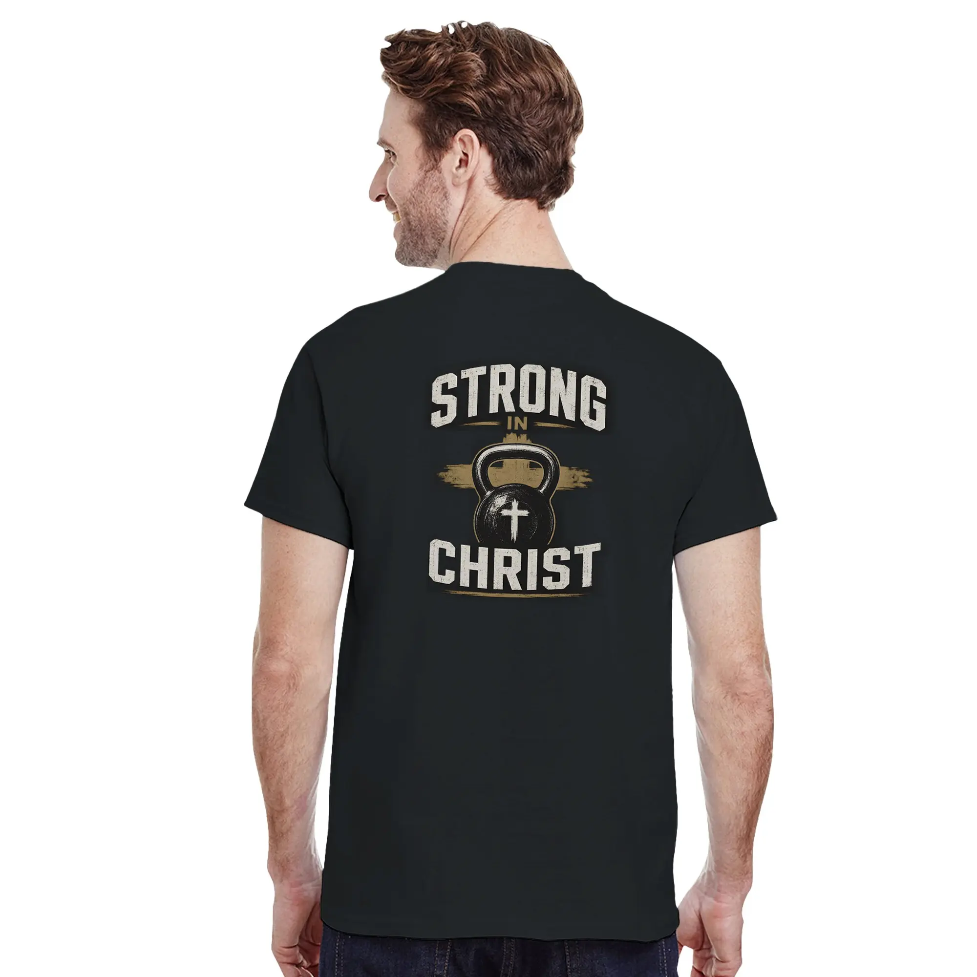 Strong In Christ Bible Verse Faith Based Unisex Crewneck T-shirt