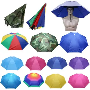 Outdoor Foldable Head Umbrella Hat Headwear Sun Cap Rainproof Anti-Sun Fishing Golf Cycling Hiking Camping Shade Umbrella Hat Army Green_Lavender