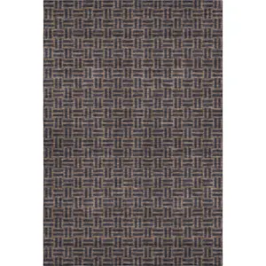 HomeRoots 673524 9x12 ft. Chocolate & Gray Abstract Geometric Crisscross Washable Machine-Made Rectangle Area Rug with UV Protection, Crisscross Area Rugs