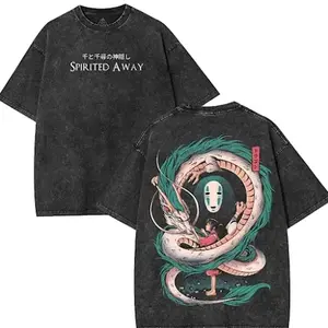 Retro Vintage Limited Spirited Away Chihiro Washed Tee Unisex Heavyweight Cotton Tshirt, Anime Lover, Streetwear anime merch
