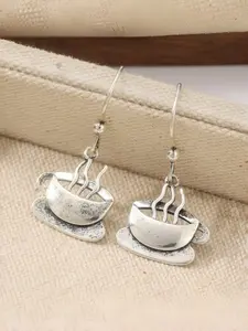 Cute Coffee Cup Dangle Earrings for Women, Vintage Silver Color Café Lover Jewelry, Fun Barista Style Gift, 1pc