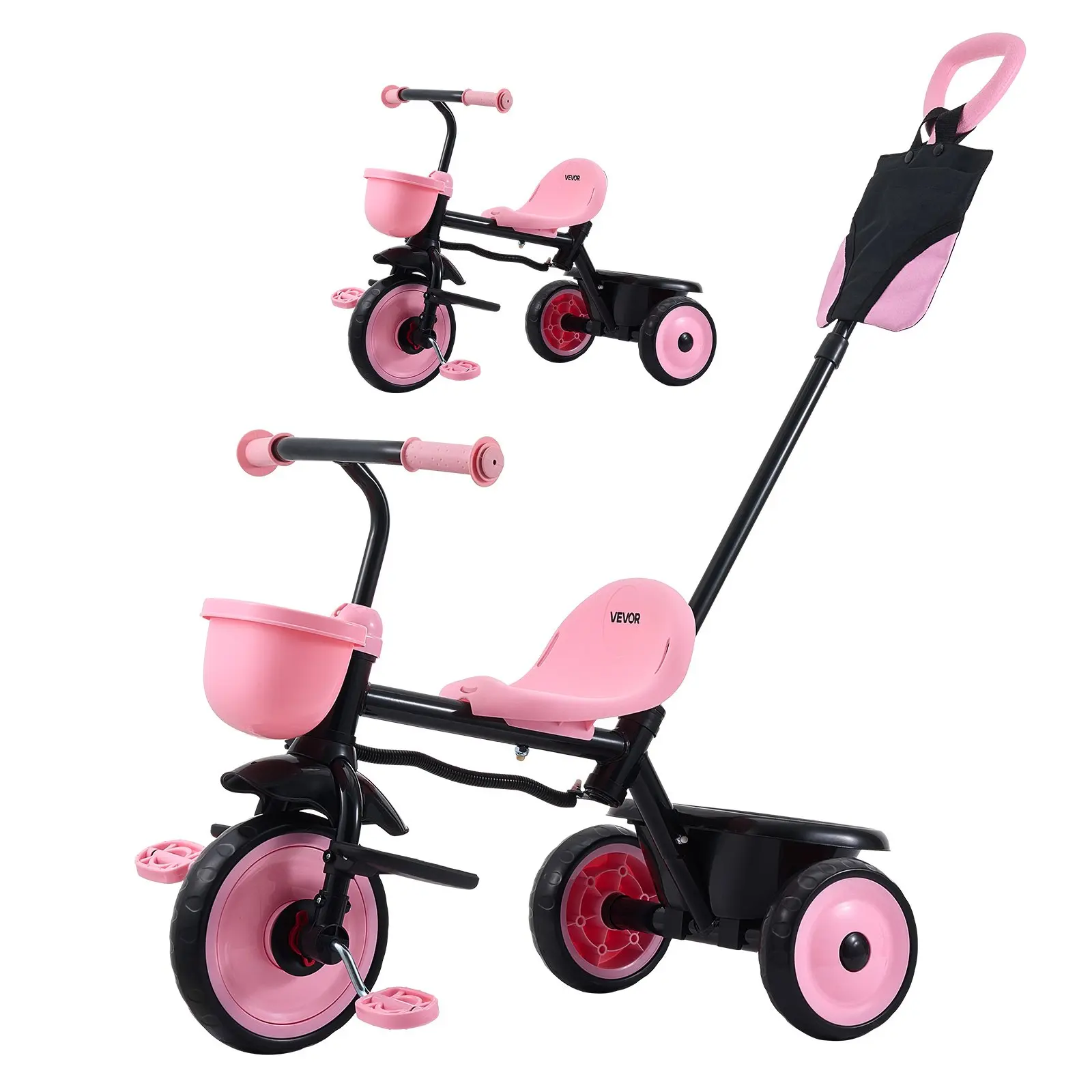 【DealsForYouDays】VEVOR Unisex Carbon Steel Convertible Toddler Tricycle-Stroller (18m+-5Y), 9 Lbs / 4.3 Kg, Parent Push Handle, Adjustable Seat, Oxford Fabric Storage, Stable Structure, Birthday Outdoor Play Toy, Kids Outdoor Play, 18 Months To 5 Years