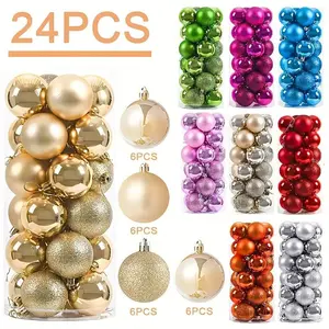 24 Shatterproof Christmas Tree Ornaments - Classic Round Plastic Hanging Balls, Festive Decoration, Durable Decoration, Christmas Balls/Ball Decoration Tree, Christmas Ornaments, Christmas Home Decoration