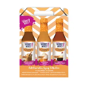 Jordan’s Skinny Mixes Sugar Free Coffee Syrup, Holiday Fall Syrup Trio Coffee Flavoring Syrup, Zero Calorie Drink Mix for Lattes, Baking, Protein Shake, Dairy & Gluten Free, Kosher, 25.4 Fl Oz, 3 Pack
