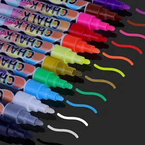 Liquid Erasable Chalk Markers Pens - 12 Colors Washable & Wet Erase Neon Makers for Blackboard, Chalkboard Signs, Glass Window, Graduation Celebration School  Art for