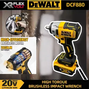 DEWALT DCF880 Cordless Brushless Impact Wrench – 205 Nm Torque for Tire & Fastener Removal Convenience Efficient Operation