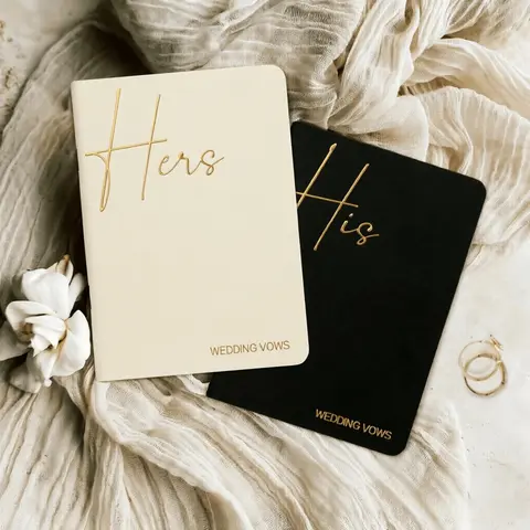 2 Pairs Couple Vow Books, Gold Foil Text Elegant Wedding Vow Book, Essential Ideal Wedding Supplies, Perfect for Couples' Commitment Ceremony, Essential Weddings
