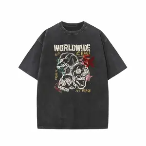230g Washed T-Shirts, Halloween Horror Printed T-Shirts, High-Quality Batik Pure Cotton Retro Fashion T-Shirts, Summer Casual Short-Sleeved T-Shirts, Refreshing, Breathable And Sweat-Absorbent, Holiday Gifts.