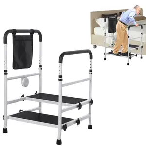 GARVEE Bed Step Stool for High Bed for Elderly, Bed Rails For Elderly with Adjustable Height Bed Step Stool, Bed Safety Rail Up to 450 Lbs with Handicap Grab Bars for Fall Prevention for Bedside,Bathtub