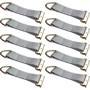 E-Track Rope Tie-Offs, 2 Inch x 6.5 Inch  Tie-Downs (10-Pack) with D Ring & Spring E Track Fitting for Securing , 1,467 Pounds Working Load Limit - Grey