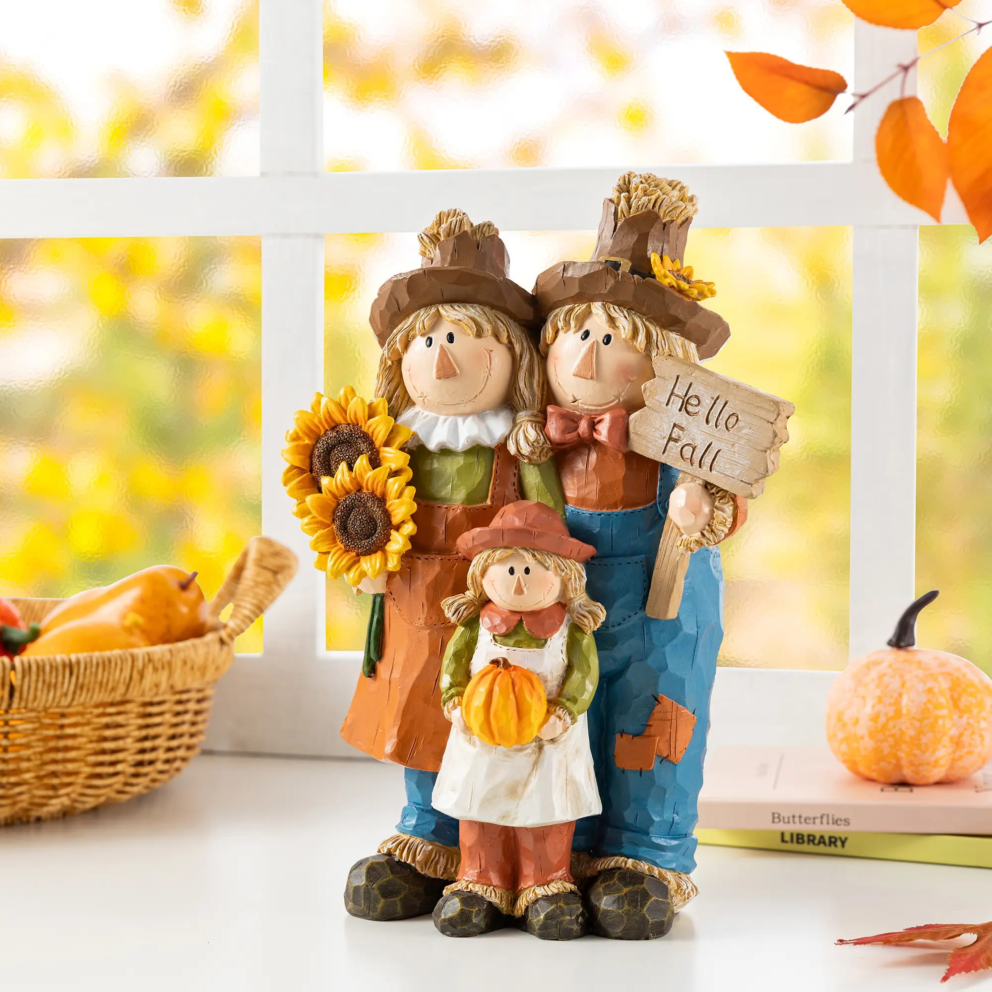 10.5"H Fall Resin Scarecrow Family Table Decor