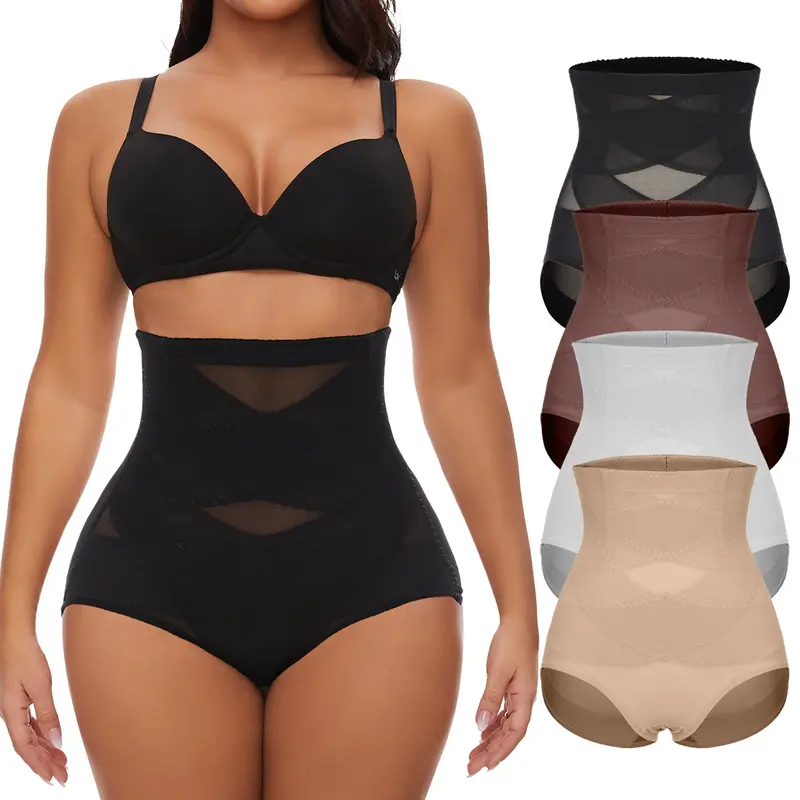 Seamless Butt Lifting Shapewear Shorts, Breathable Nylon Waist Trainer with Contrast Mesh for Leg Shaping & Body Contouring, Compression, Waist Training, Seamless Panty, Elastic Spandex