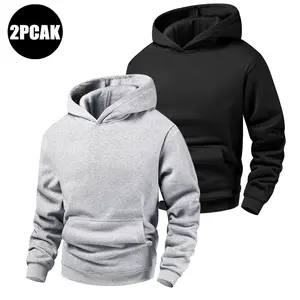 Men's Autumn And Winter Solid Color Casual Sports Coat, Sports Hooded Solid Color Pullover Sweater Top