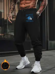 Animal Detroit Football Men's Casual Sweatpants - 60% Cotton 40% Polyester Blend, Loose Fit Drawstring Joggers with Bold Graphic Print