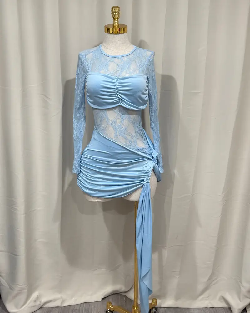 chinese dress ladies Blue Eyelet Dress (Pre-Loved) Size Adult XS