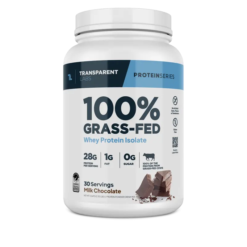 Transparent Labs 100% Grass Fed Whey Isolate 30 Servings Protein-Packed Natural Ingredients Lactose-Free
